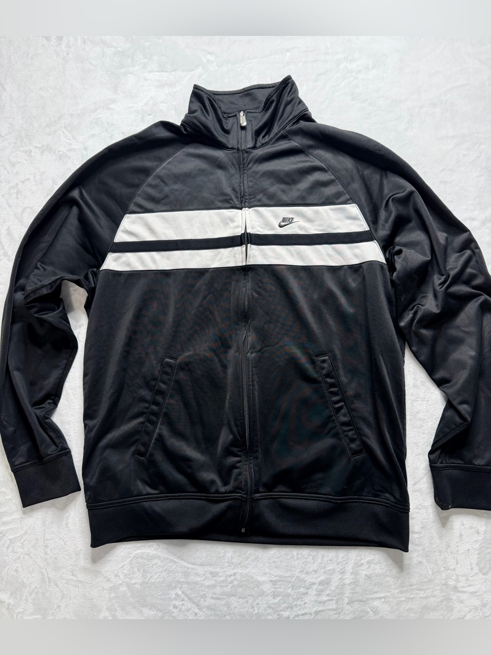 Nike Black Track Jacket with White Chest Stripe